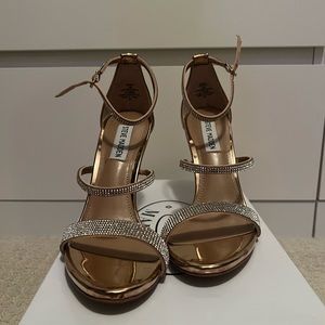Steve Madden rose gold and crystal sandal heels